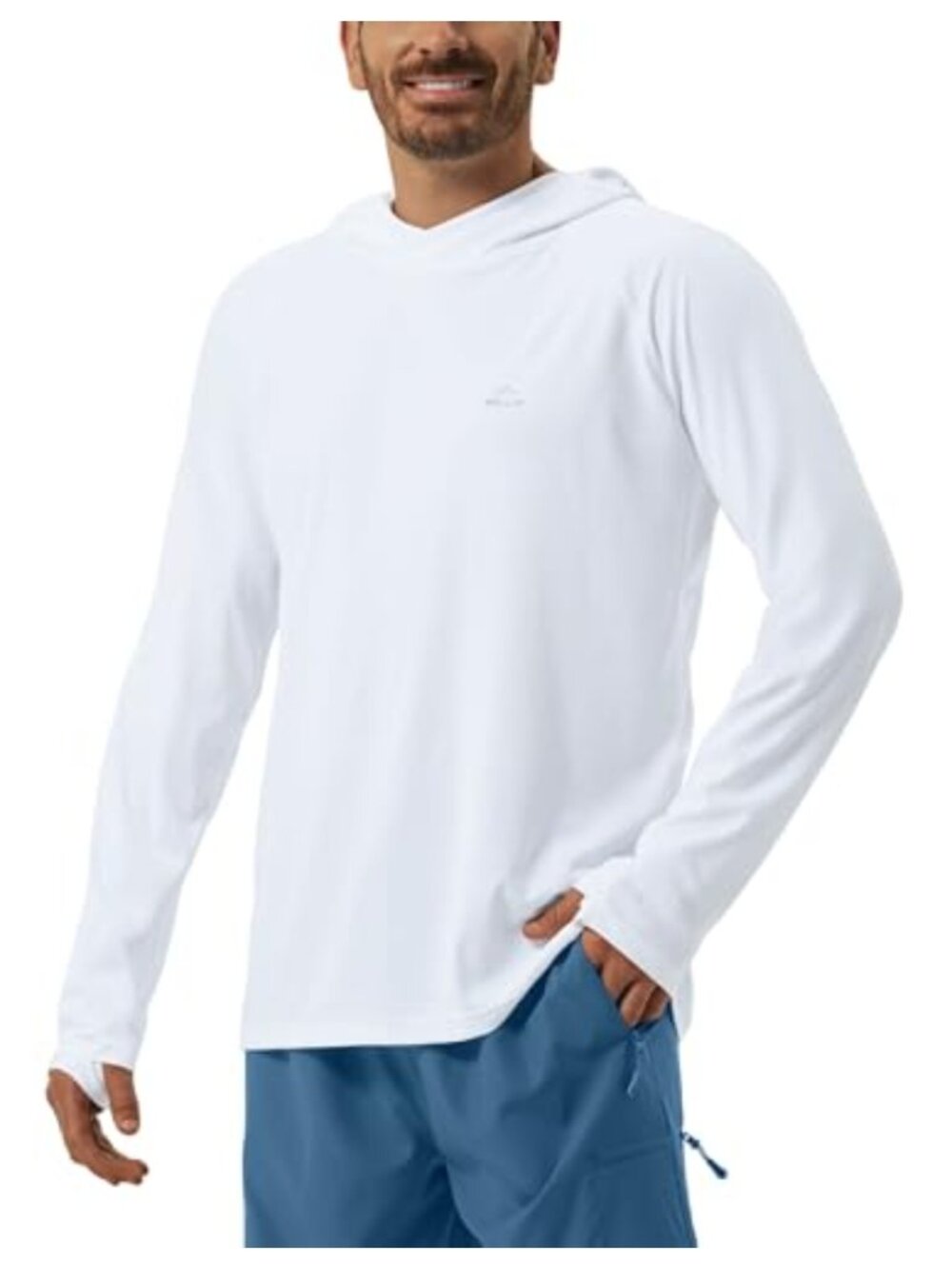 Men UPF 50+ Sun Hoodie Rash Guard Long Sleeve Lightweight SPF UV Hiking Fishing